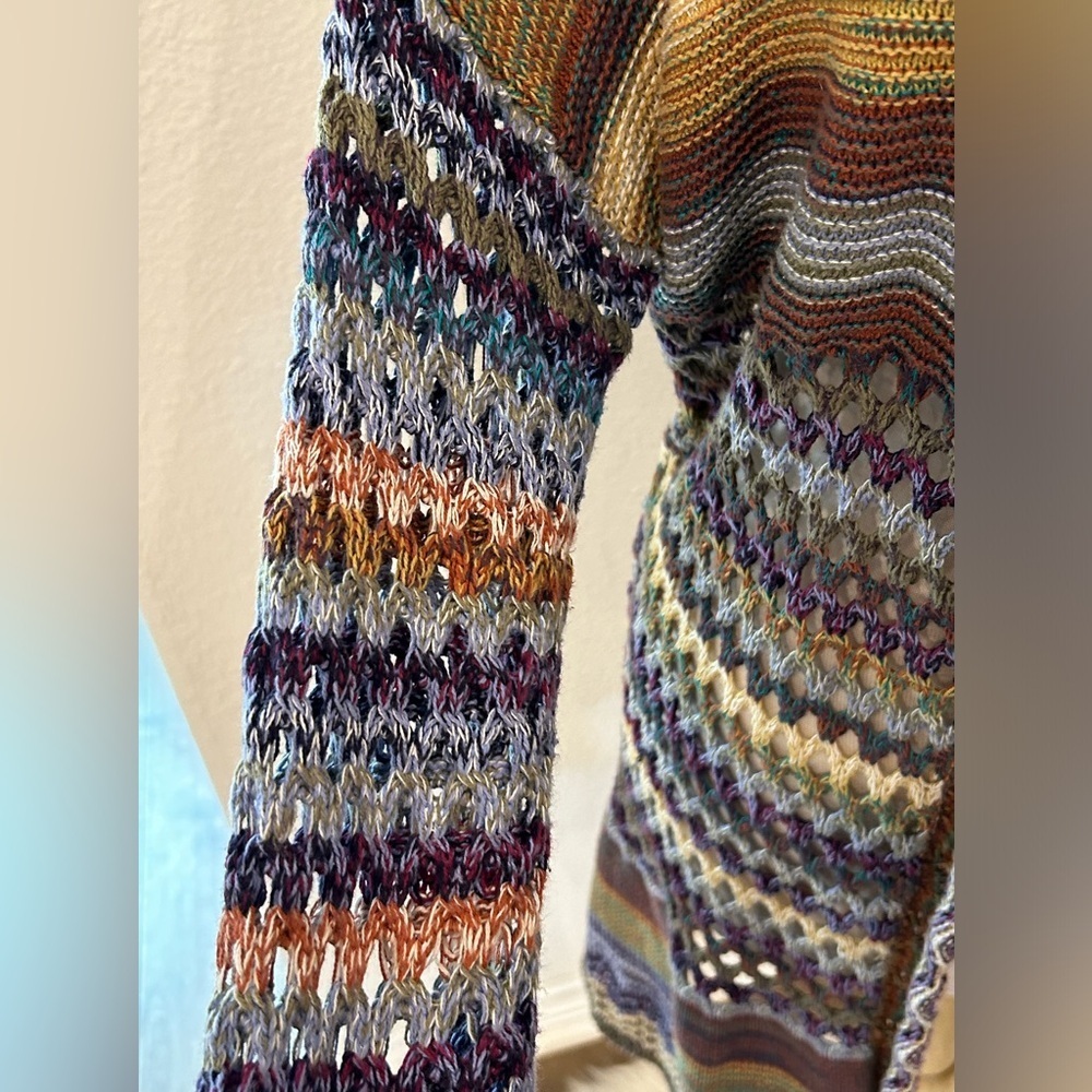 Soft Surroundings albi crochet knit long open front sweater medium - Picture 5 of 13